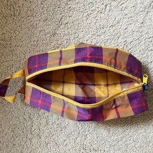 Rare BAGGU *Yellow Tartan Plaid* 3D Pouch, Small Size, Machine Washable, NWOT